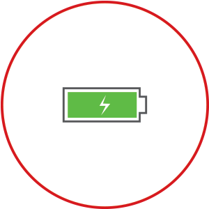 Abbildung einer vollen Batterie mit grüner Anzeige