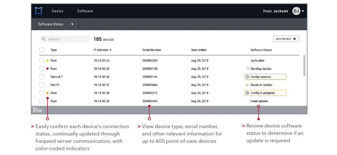 Masimo – Übersicht über Diagnoseinformationen für Geräte – Callout